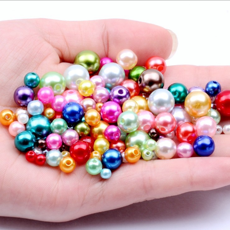 Through-hole pearl grass green jewelry accessories ABS imitation pearl perforated Yiwu manufacturer cut thread pearl string beads perforated round beads pic 26