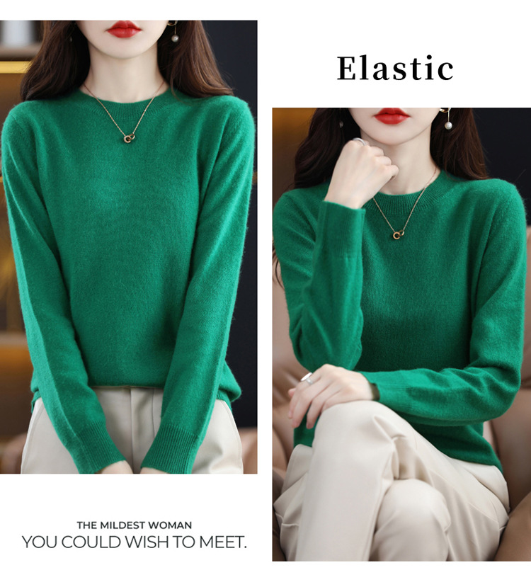 秋冬新款100纯羊毛衫女低圆领宽松毛衣羊绒衫抗起球一线爆款毛衣详情22