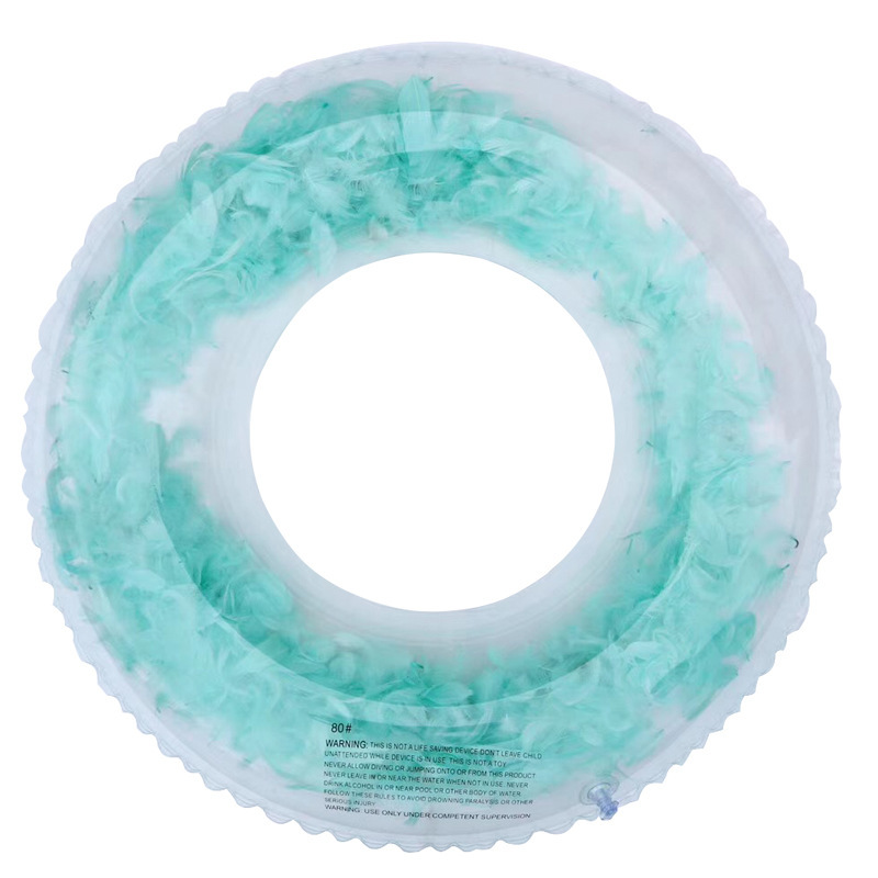 Cross-border PVC swimming rings, round sequined inflatable feather swimming rings, adult inflatable toy swimming rings pic 4