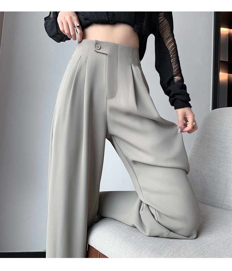 现货厂家批发 西装裤女2024新款高腰垂感阔腿裤宽松显瘦窄版 长裤详情29