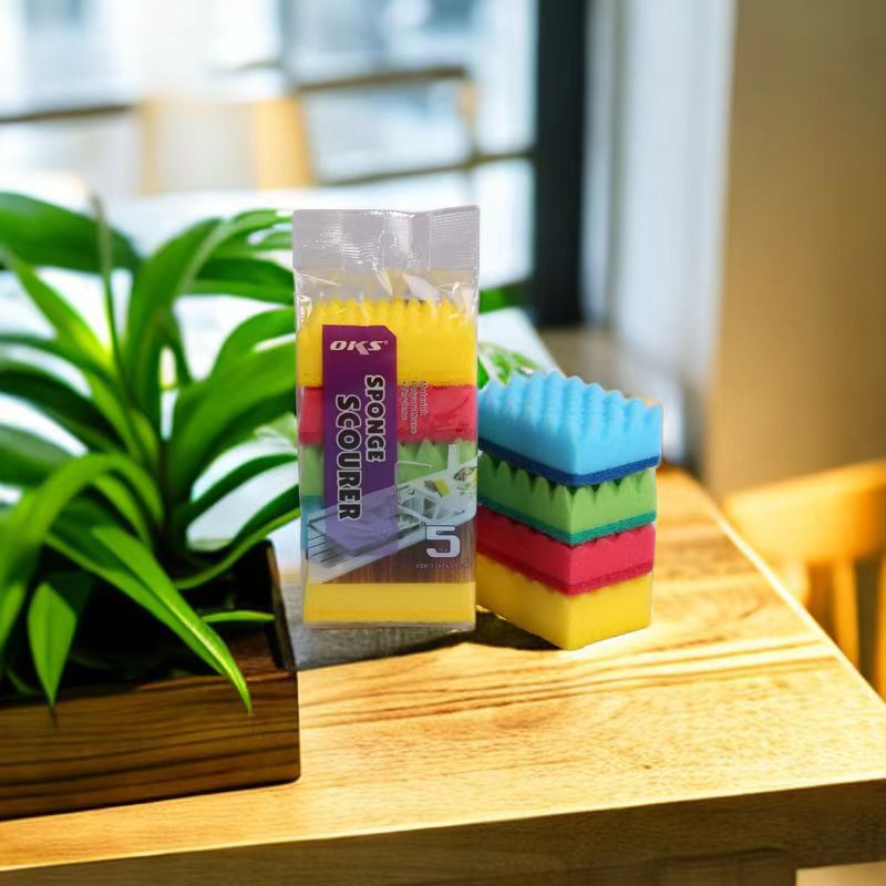 Factory wholesale high-density impregnated and sand-containing double-sided dishwashing sponges, cleaning sponges, sponge blocks, sponge scouring pads, OKS pic 1
