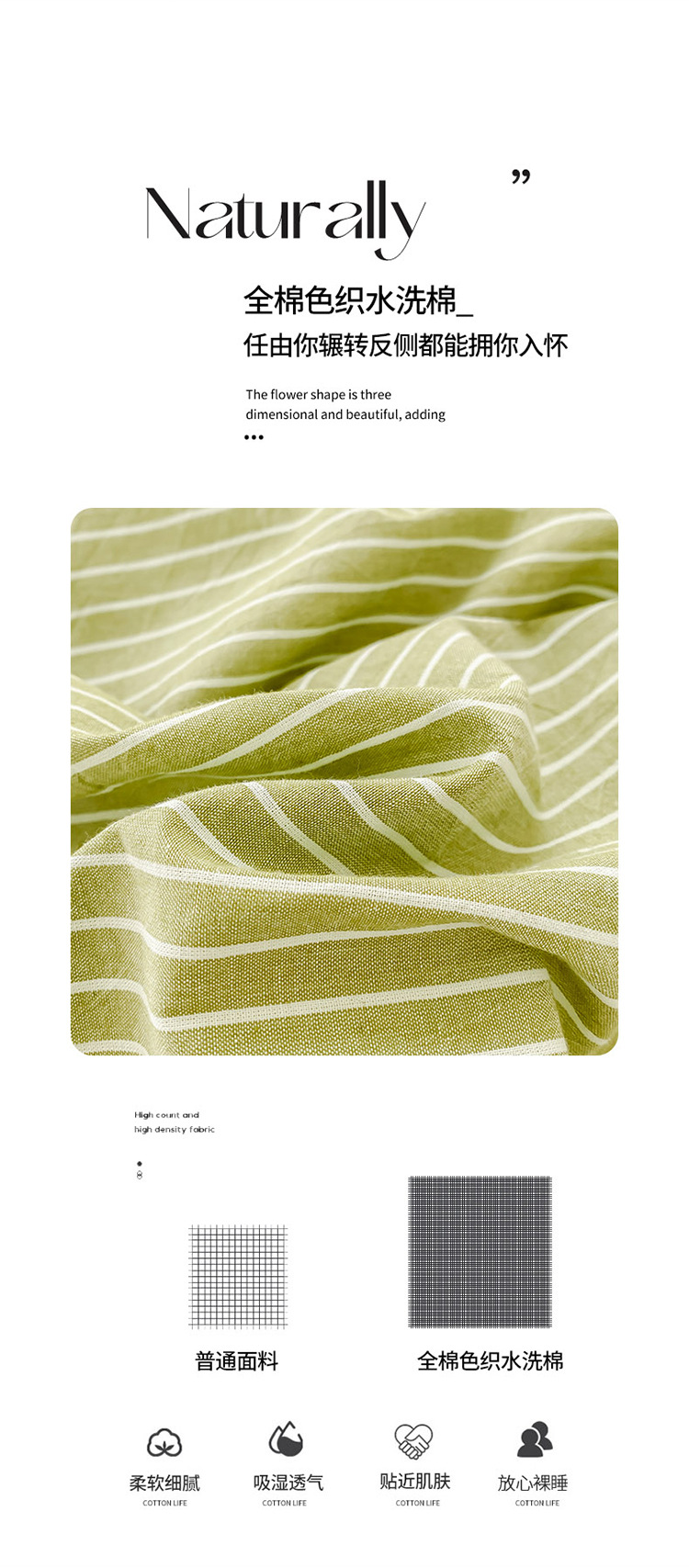 简约无印风格子全棉色织水洗棉四件套AA版被套单双人床品套件详情13