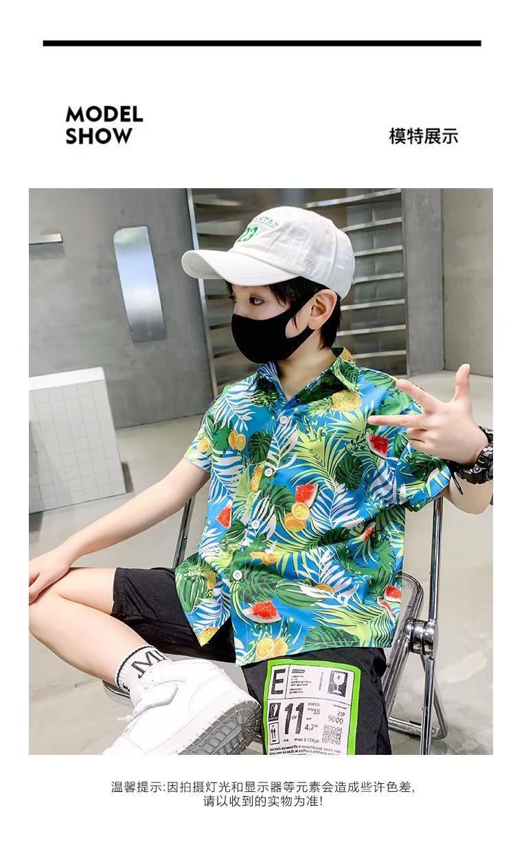 童装男童短袖衬衫儿童春夏装花衬衣2023新款宝宝夏装洋气上衣潮详情8