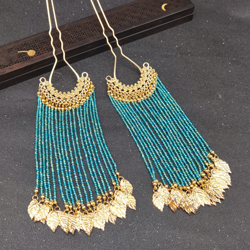 Ancient-style Hanfu with fringed hair, a back-pressing hairpin and headwear, Tang-style noble U-shaped hairpin and hairpin accessories, versatile for daily use pic 10