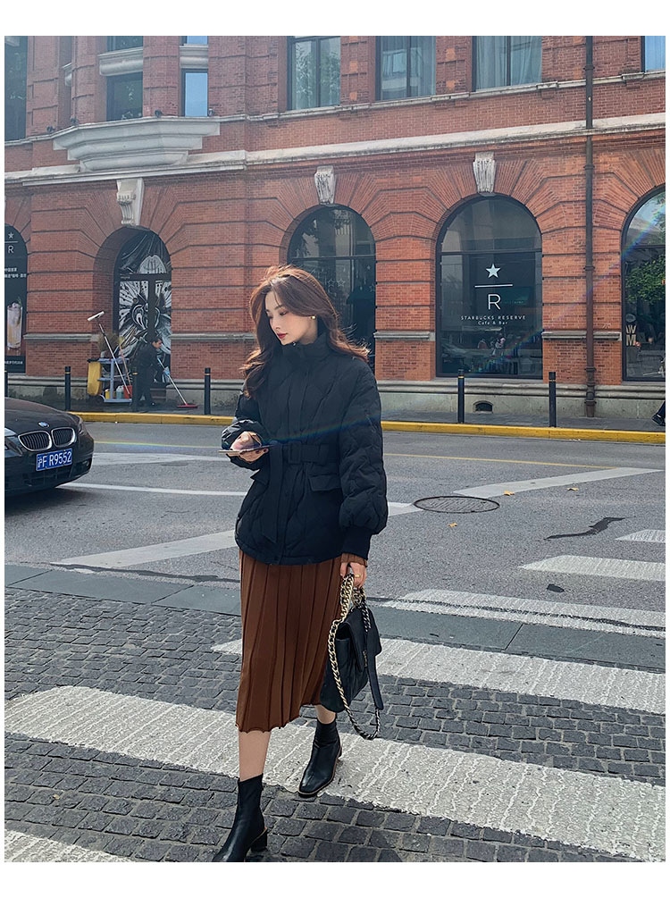 白色羽绒棉服女冬外套2022年新款轻薄收腰韩版欧货冬装短款面包服详情32