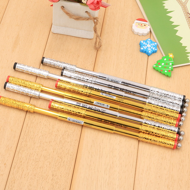 Retractable golden hoop rod magnetic pressure-reducing gel pen with 12 steel balls, black 0.38 magnetic pressure-reducing gel pen wholesale pic 20