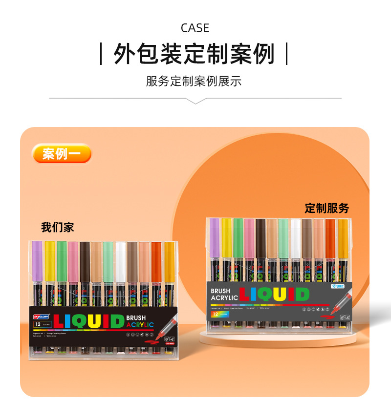 BSCI验厂直液式丙烯马克笔定制热转印笔身儿童彩笔加工定制马克笔详情6