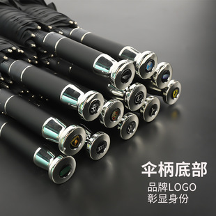New 12-bone black rubber fully automatic umbrella folding business umbrella three-fold sunshade and protection 嗮 sun umbrella advertising umbrella pic 5
