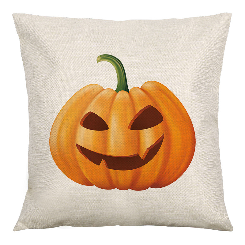Halloween pumpkin linen pillowcase home fabric cushion pic 8