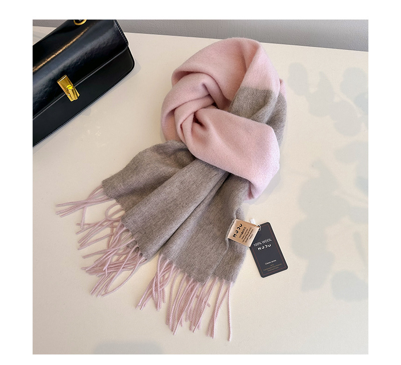 2023流苏拼色羊毛围巾双面披肩两用情侣外搭保暖围脖冬详情25