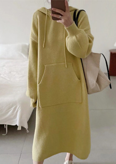 Semi-high neck mid-length elegant woolen dress, new autumn/Winter 2024 Korean-style long-sleeved base knitted dress for women pic 31