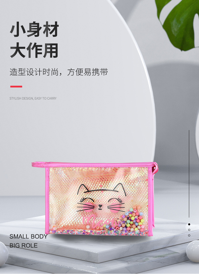 厂家直供可爱猫咪图案化妆包时尚无肩带晚宴包手拿包洗漱包可定详情5