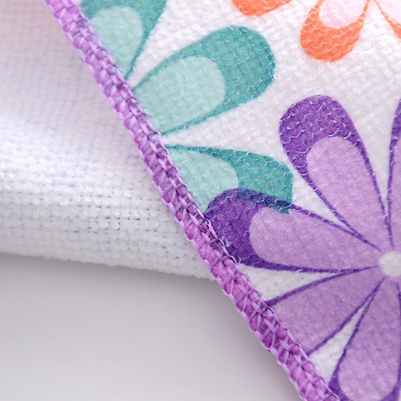 Wholesale of custom-made warp knitted fiber printed square towels 30*30 multi-functional absorbent cleaning thickened cloths pic 15
