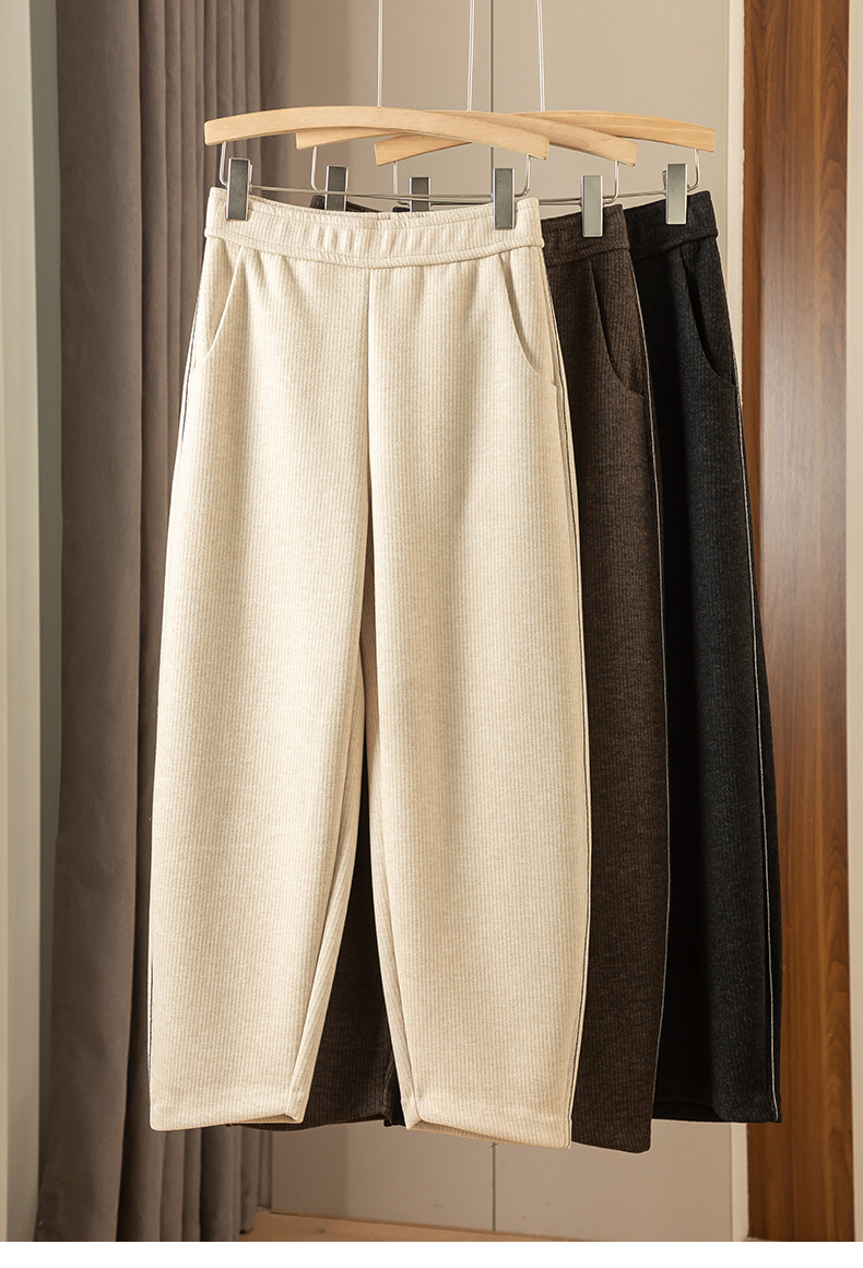 如果醋酸休闲裤女秋冬加厚美拉德宽松现货针织小个子镰刀裤23121详情3