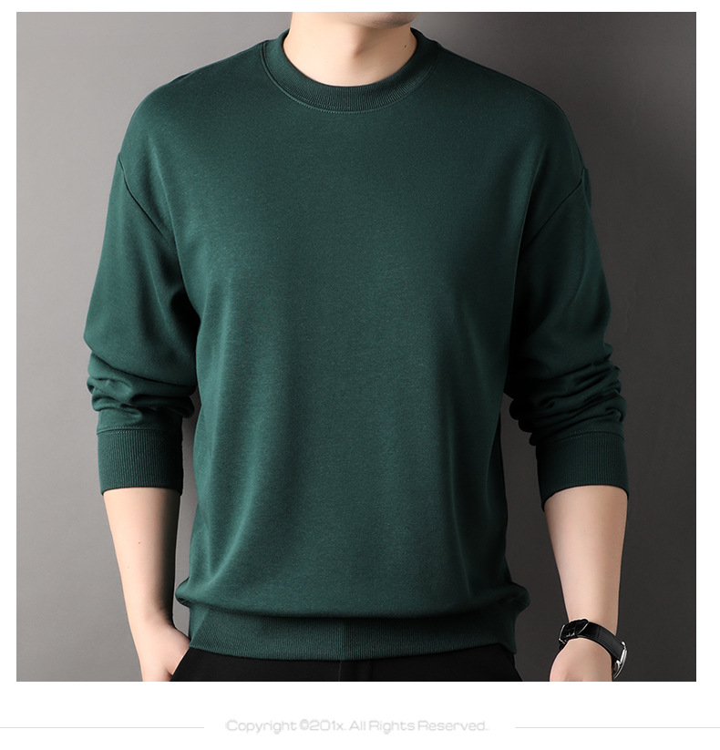 牛奶丝300g重磅卫衣男2023秋冬新款圆领打底衫纯色长袖t恤男上衣详情14