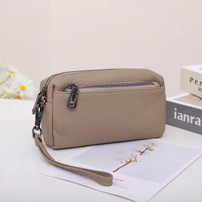 真皮女包2023新款头层牛皮单肩斜挎大容量贝壳女生手机拉链钱小包详情5