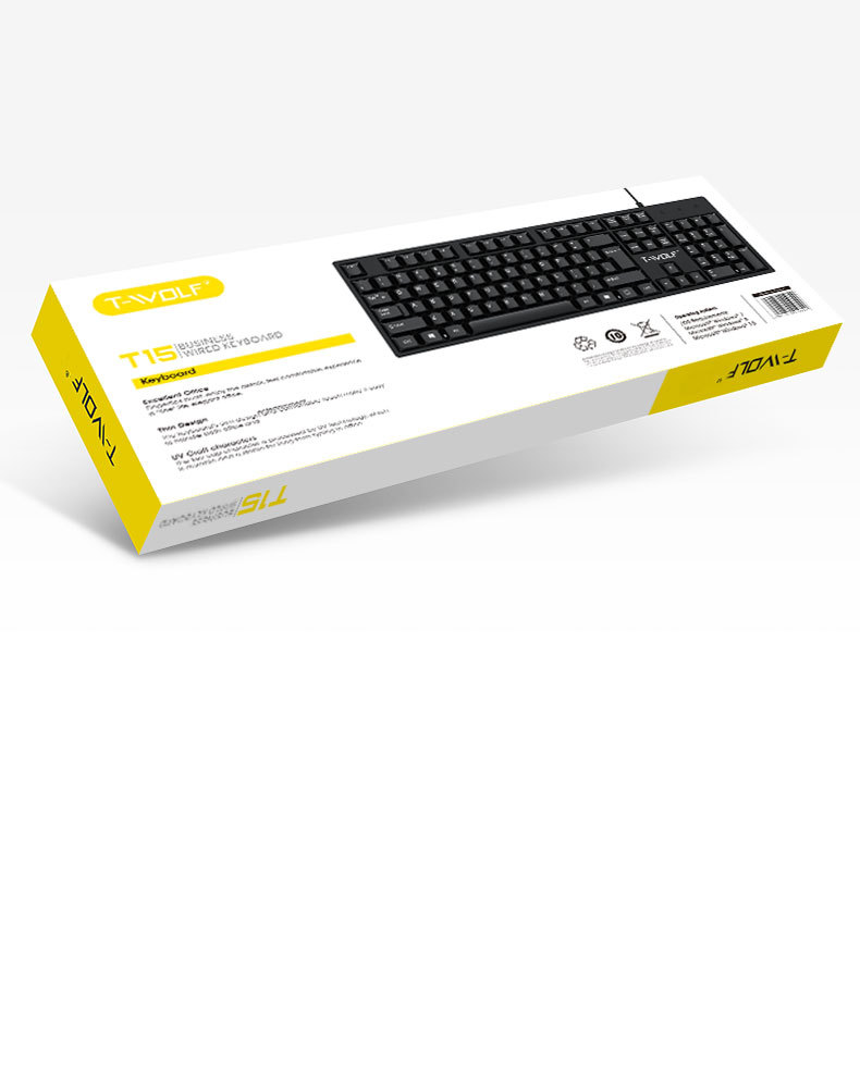 T-WOLF T15 wired keyboard computer USB business Office cheap film silent single keyboard Cross-border pic 15