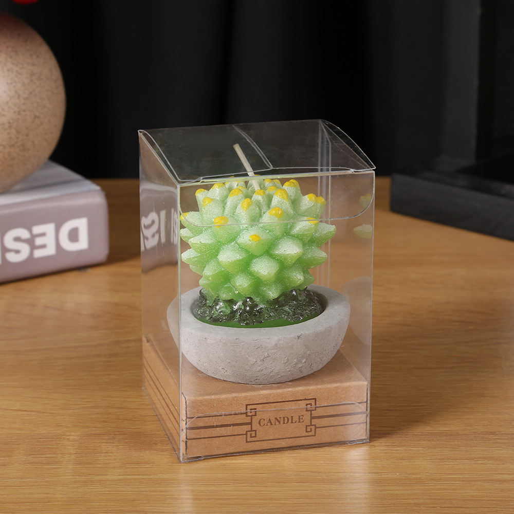 Simulated cactus plant candle, smokeless soybean wax, wedding souvenir, scented candle, single box set, ceramic cup pic 3