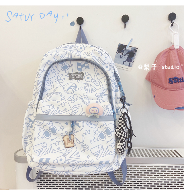Japanese-style schoolbag for girls, Instagram, niche Harajuku graffiti design backpack, large-capacity backpack for junior high school, senior high school and college students pic 22