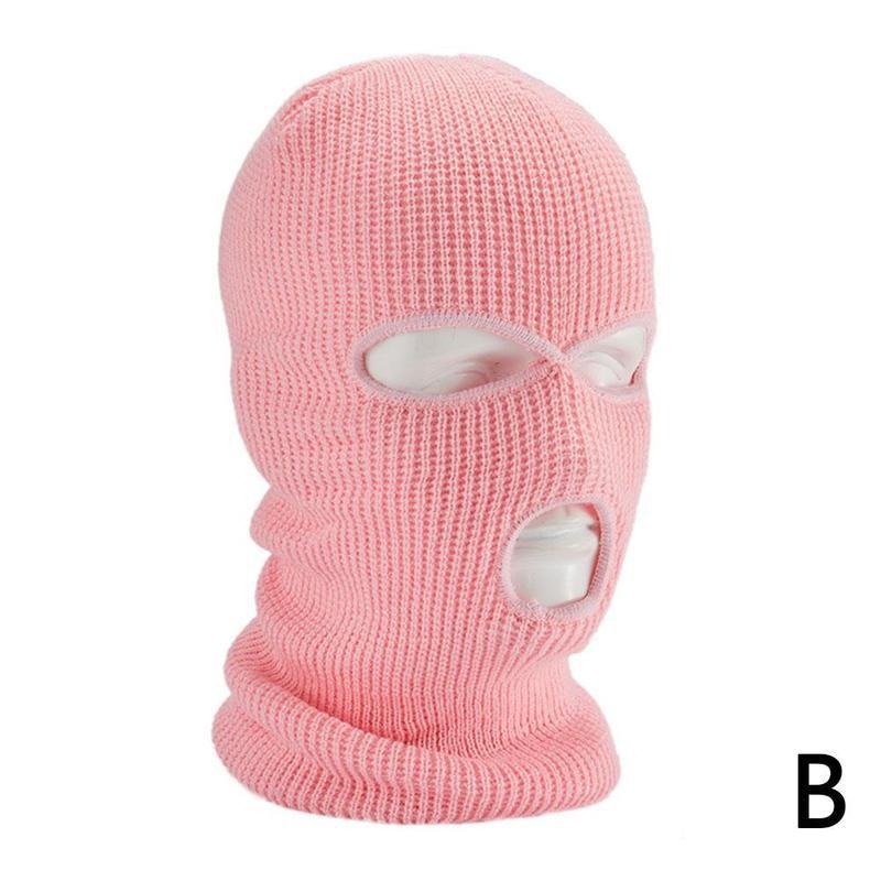 Winter gold coin needle three-hole knitted cap, candy-colored woolen cap, outdoor cycling windproof face mask cap pic 5