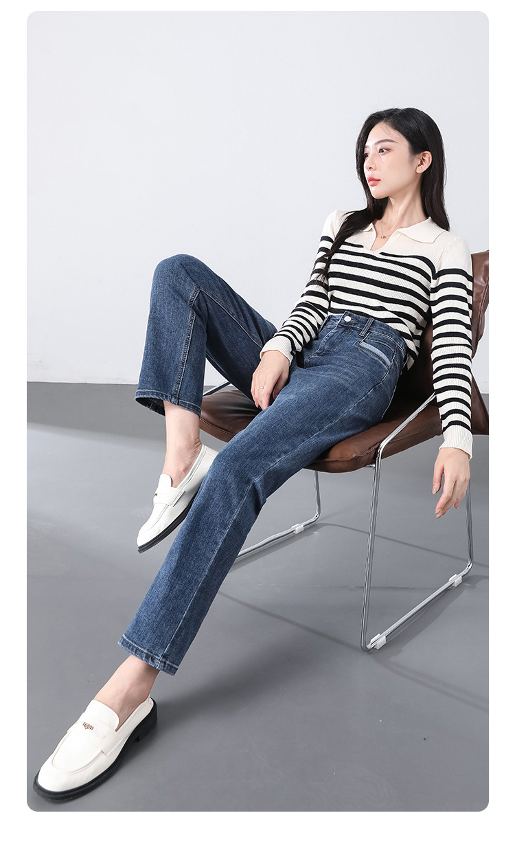Spicy Girl jeans for autumn girls, high-waisted and slimming 2024 autumn/winter new style, versatile and stylish, loose straight-leg long pants pic 24