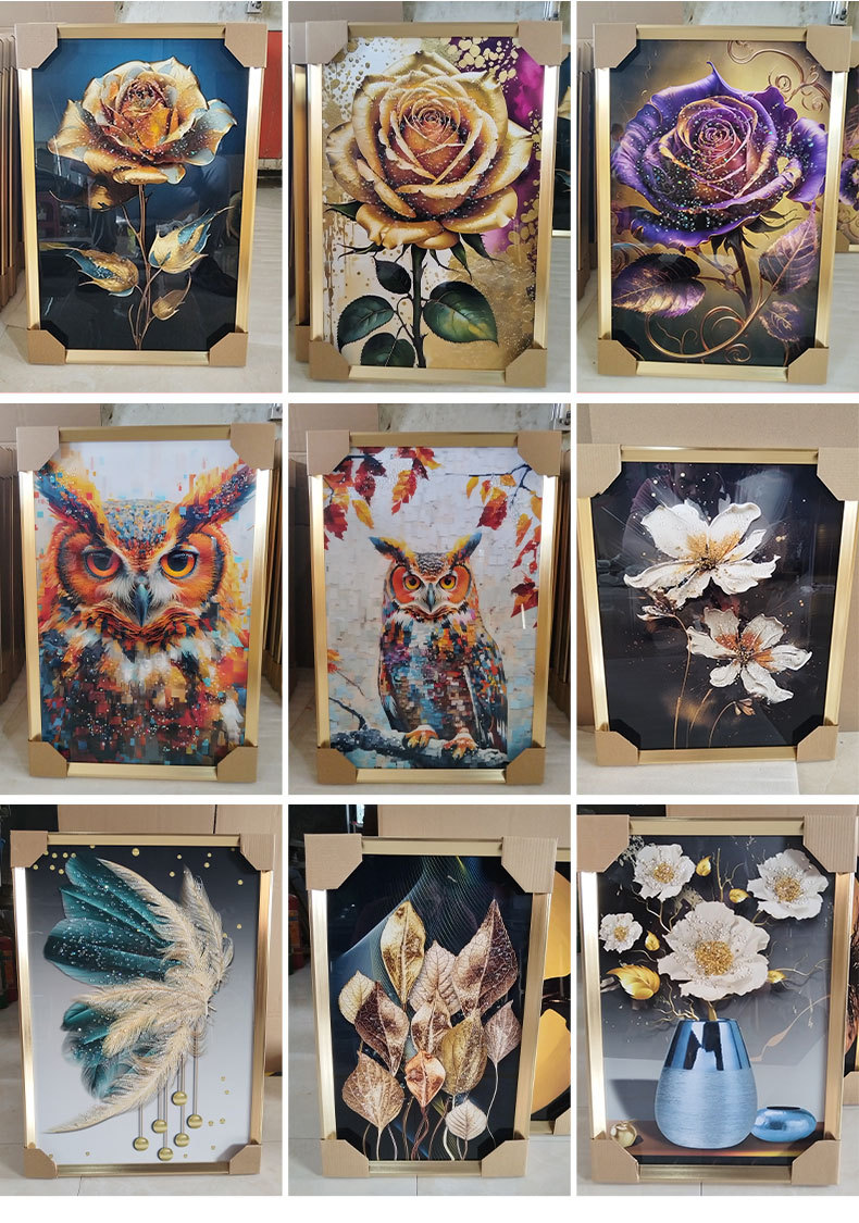 镶钻晶瓷画晶石画外贸装饰画客厅餐厅卧室蜻蜓花朵壁画烤瓷镶钻画详情11