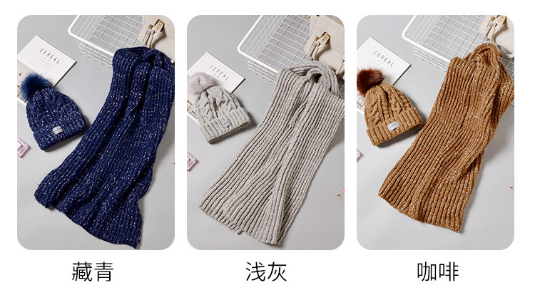 Wholesale of two-piece sets of 2020 new winter knitted pom-poms hats, warm and thick blended jacquard hats and scarves pic 4
