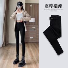 现货新款2022春季百搭女装富贵缎微喇裤开叉打底裤小黑裤产地货源详情17