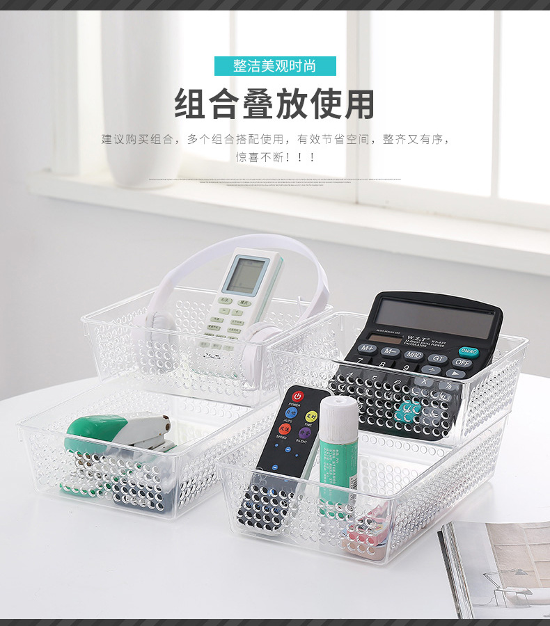 Stationery, office storage, PS material transparent storage box, bathroom storage 3048 pic 5