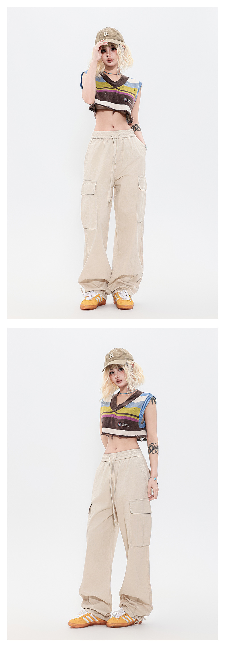 OREETA丨vintage直筒工装裤女可调节日系工装裤潮牌阔腿工装裤男详情17