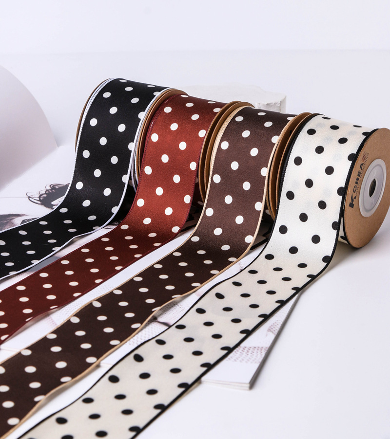 Smooth polka dot printed webbing, DIY bow hair accessories, clothing hat accessories, gifts, flower packaging polka dot tape pic 8