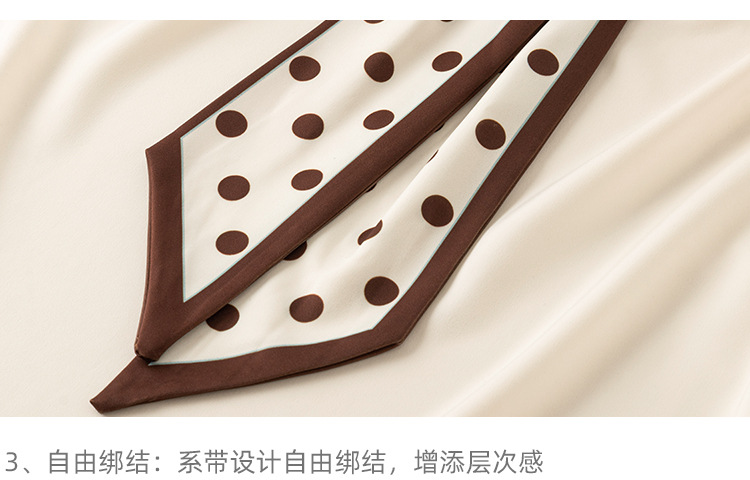 衬衫女2024秋季新款时尚气质韩版V领波点蝴蝶结系带减龄长袖上衣详情10