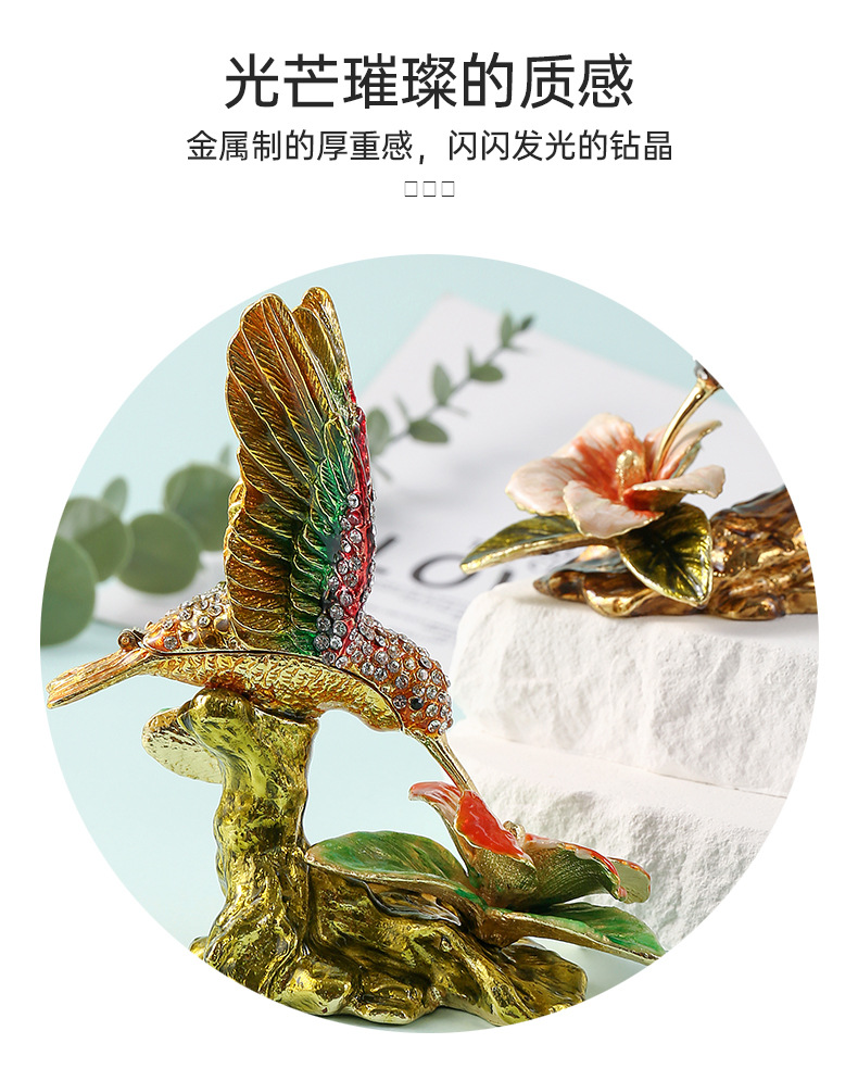Desktop decorative items, enamel tree stump, eagle light, hand-painted zinc alloy metal handicraft jewelry box manufacturer wholesale pic 14