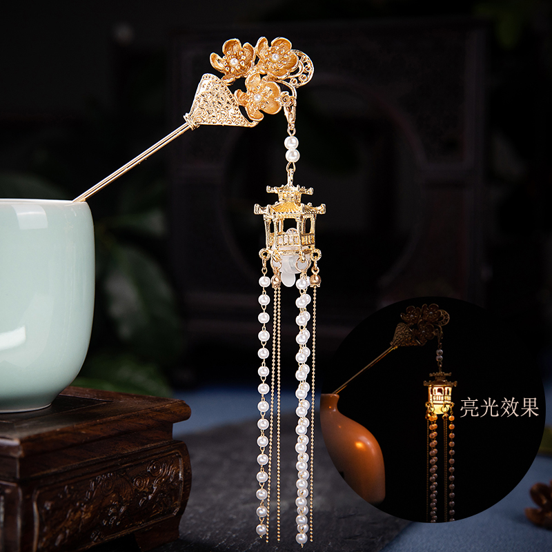 复古流苏宫灯发簪感发光簪子女古风头饰汉服发饰新鲜出炉百搭簪子详情16