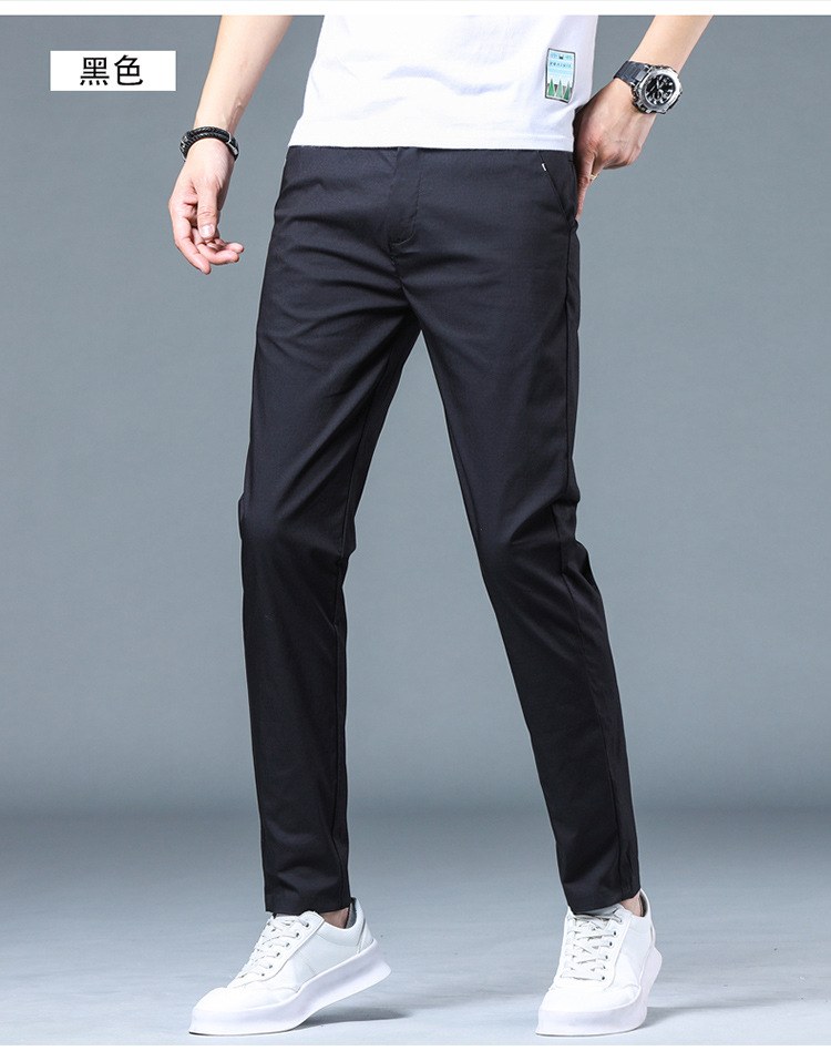夏季薄款休闲裤男款修身直筒透气弹力冰丝百搭潮流男裤子批发凉感详情27