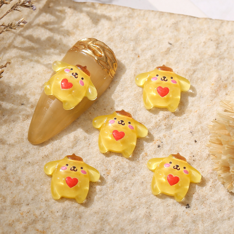 新美甲美乐蒂卡通透明彩色彩绘公仔可爱布丁狗小号雪玫丽树脂装饰详情10