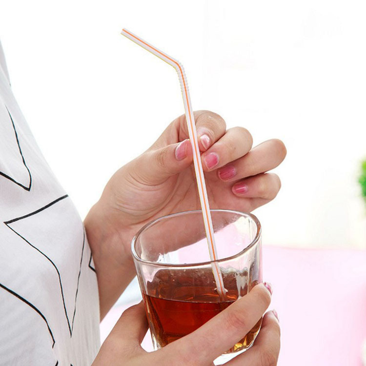 Disposable colored elbow plastic 100-piece straws that can be bent and lengthened for juice drinks, milk tea and soy milk pic 9