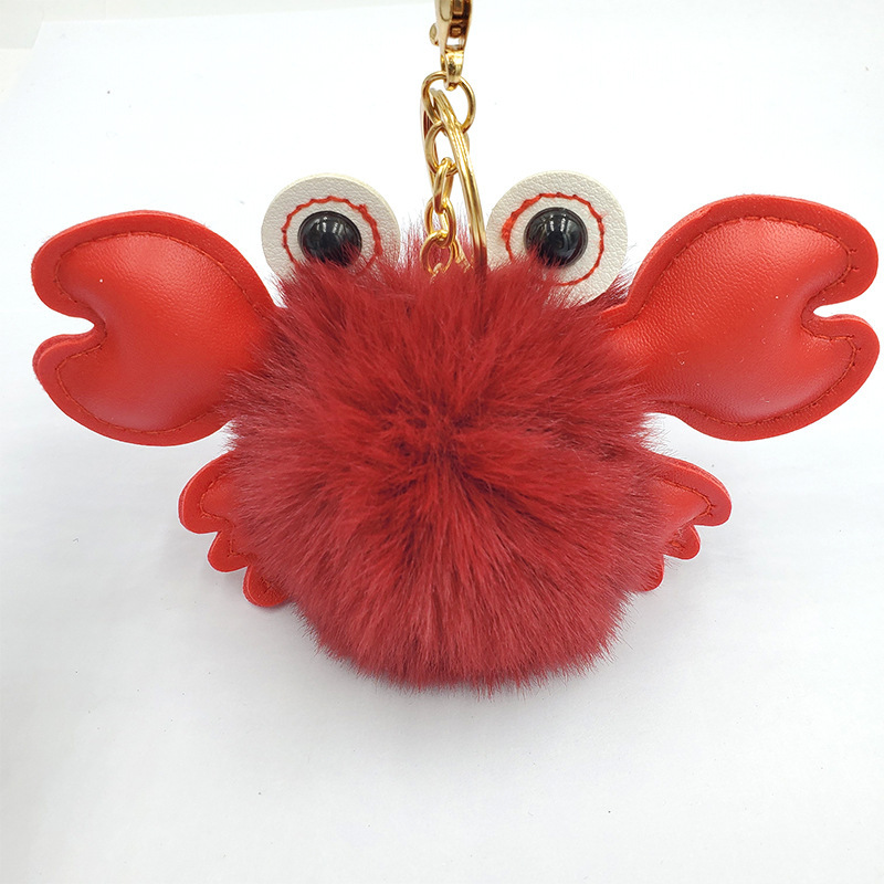 pu螃蟹钥匙扣女包包汽车毛球挂件创意欧美时尚钥匙链配饰工厂直销详情12