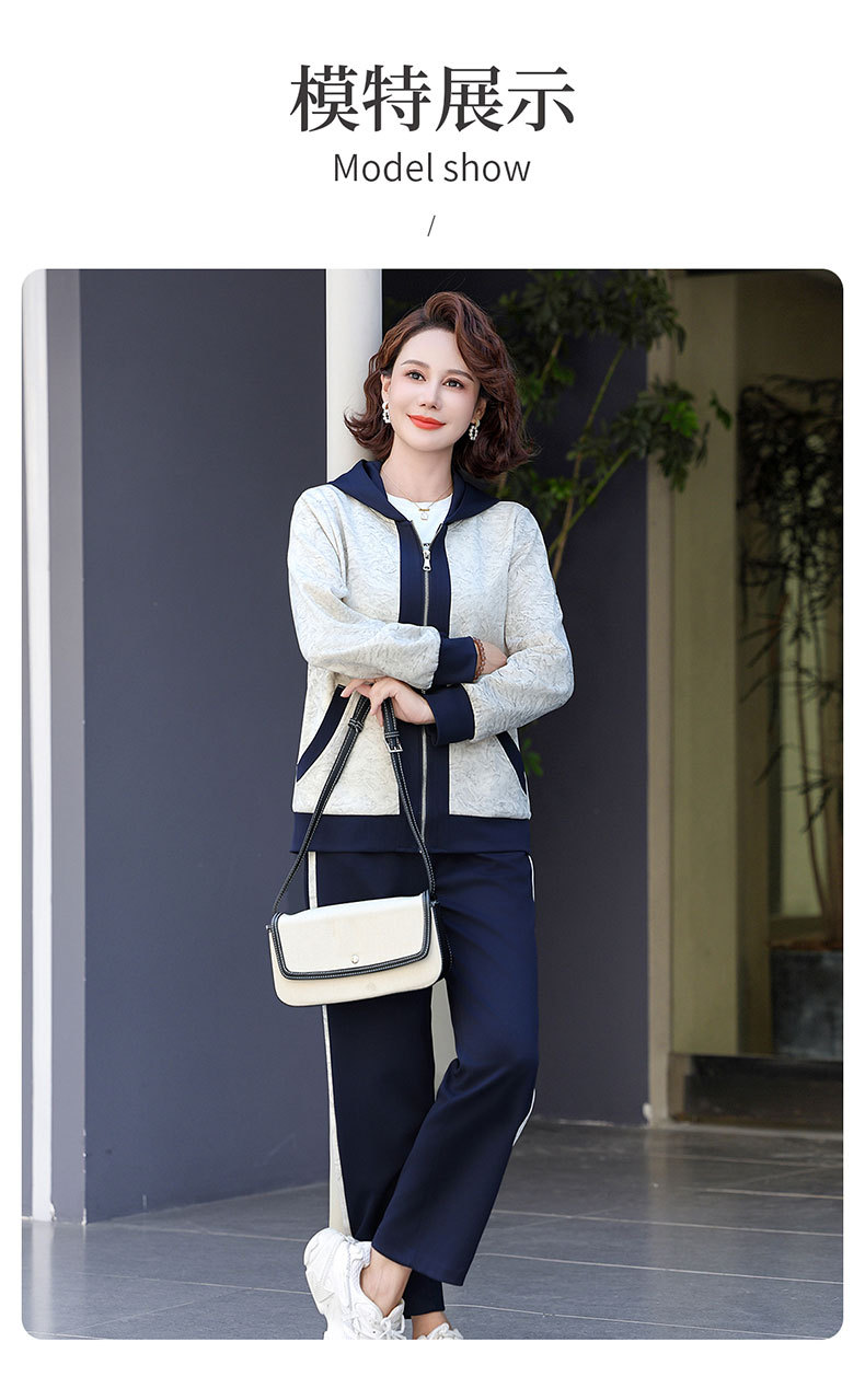 Madre de edad media otoño traje 2024 nuevo medio y viejo mujer otoño chaqueta casual abrigos moda ropa deportiva pic 10