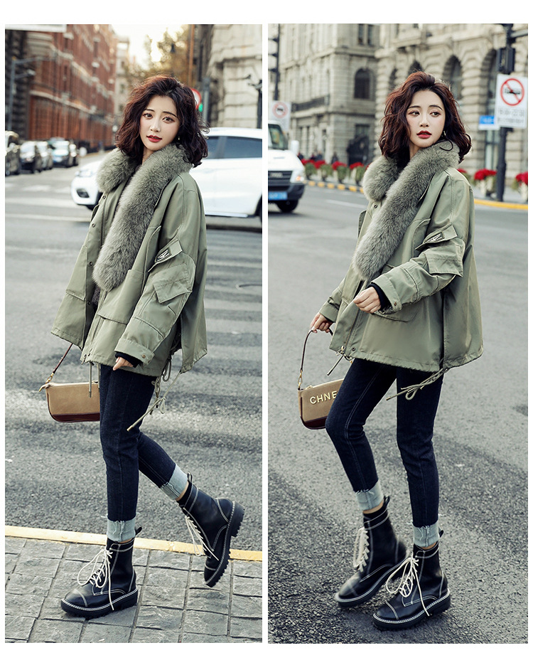A loose 2020 new winter coat for women in Korean style, with fleece and thickening, a short and eye-catching cotton-padded jacket pic 16