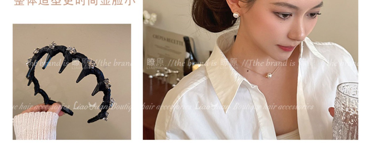 Retro, exquisite and light luxury water diamond hair clips and headbands for women 2025 new style, high-end headband, elegant high head top hair accessory pic 8