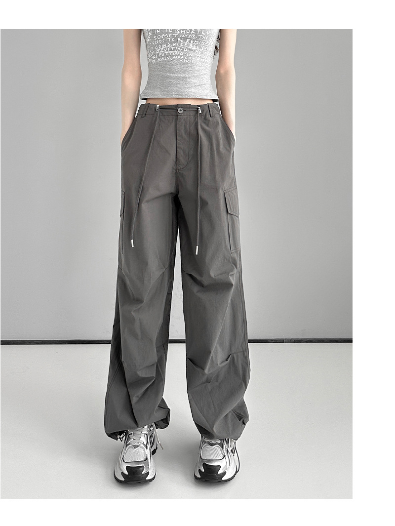 美式白色工装裤女夏季薄款潮流百搭宽松显瘦束脚休闲裤高腰运动裤详情20