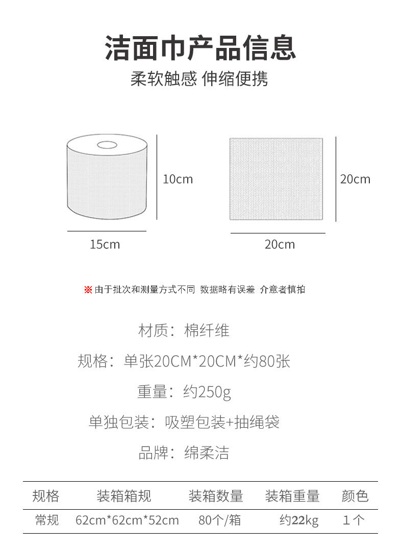 柏妮丝一次性洗脸巾卸妆棉婴儿洁面化妆棉柔巾干湿两用柔巾卷定制详情6