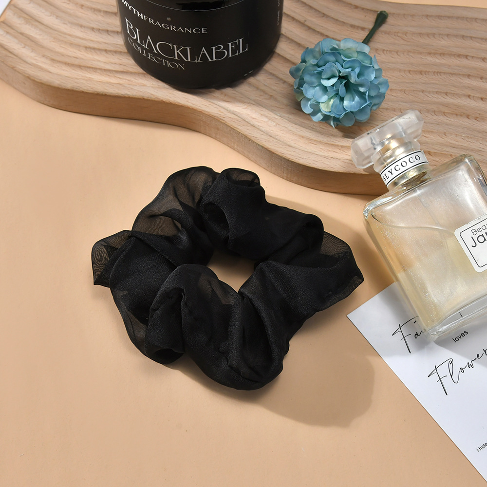 2023年新款大号纯色雪纺大肠发圈欧美女简约款扎头发皮筋厂家直供详情4