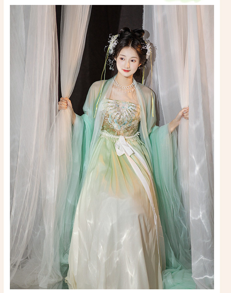 国潮诃子裙汉服超仙大袖衫汉服女款仙气 飘逸 古风唐制汉服诃子裙春夏详情15