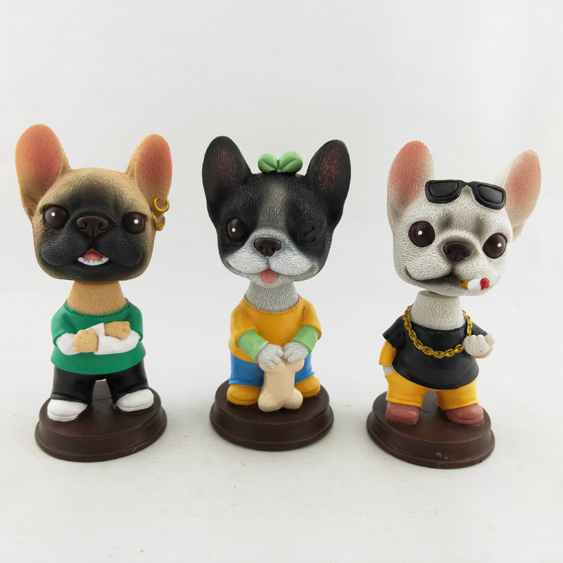 树脂摇头狗工艺品摆件 酷狗汽车摆件弹簧摇摆法斗详情1