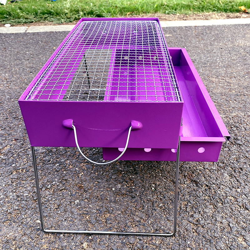 厂家现货新品网红马卡龙色烤漆户外烧烤炉BBQ便携式折叠烧烤架详情10