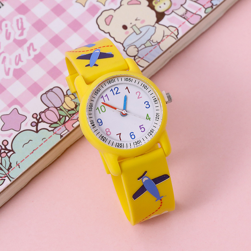新款儿童石英表小学生可爱硅胶手表彩色卡通电子手表批发详情7