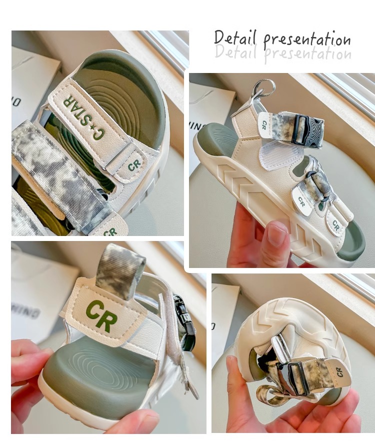 儿童运动凉鞋2024夏季新款男童防滑包头沙滩鞋迷彩软底女童休闲鞋详情16