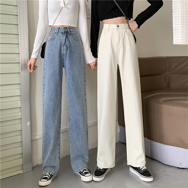 Spring 2021 new loose jeans for petite women, high-waisted and slimming, wide-leg and straight-leg pants, trendy on Instagram pic 9